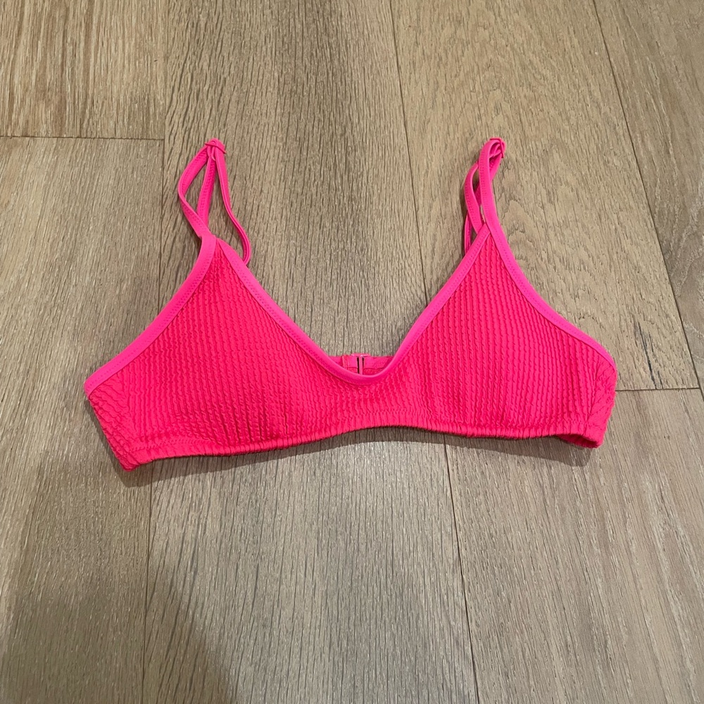 aerie Hot Pink Textured Bikini Top